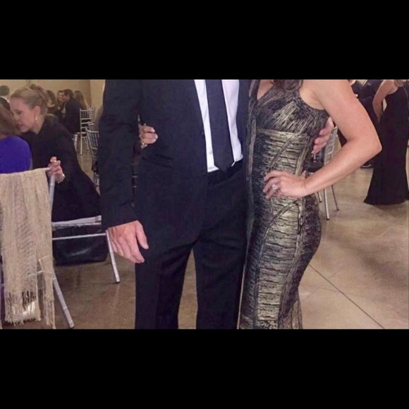 Formal “bandage” black and gold dress size 2 (XS) - Picture 1 of 5